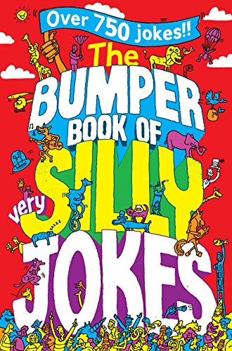Colorful book cover with large, playful text reading "The Bumper Book of Silly Jokes".