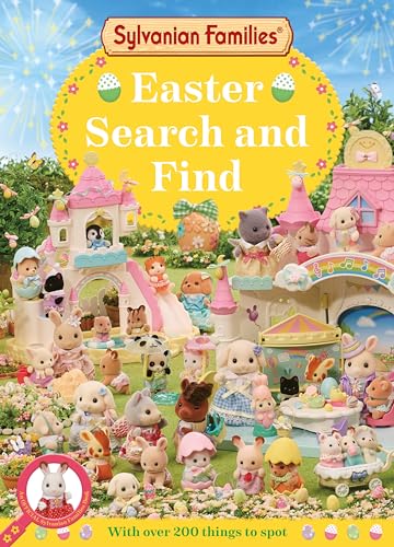 Sylvanian Families Easter book cover with many toy figures and a castle.