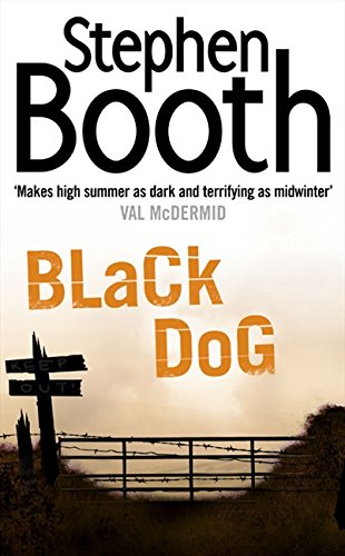 Book cover for Black Dog by Stephen Booth featuring a barbed wire fence silhouette.