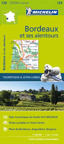 Michelin Zoom Map 126 of Bordeaux and surrounding areas, France.
