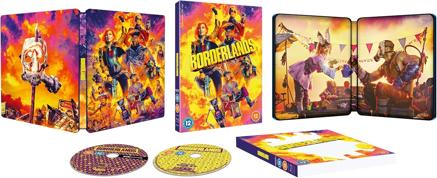 SteelBook Blu-ray case for "Borderlands" with character artwork and two discs.