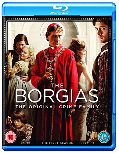 Blu-ray cover for The Borgias Season 1 featuring a man in red clerical robes.
