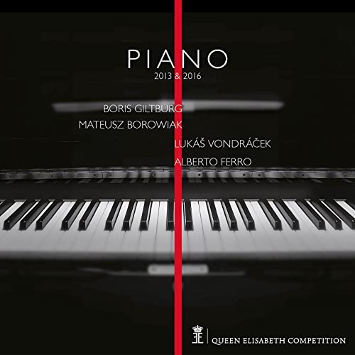 CD cover featuring a piano keyboard with red vertical stripe and text.