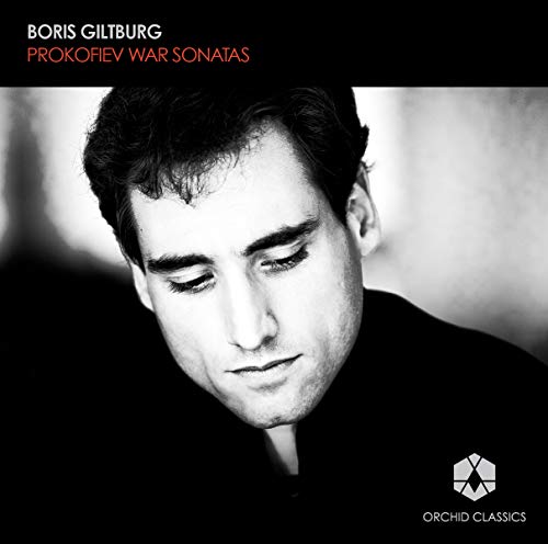 Black and white portrait of pianist Boris Giltburg, CD cover.