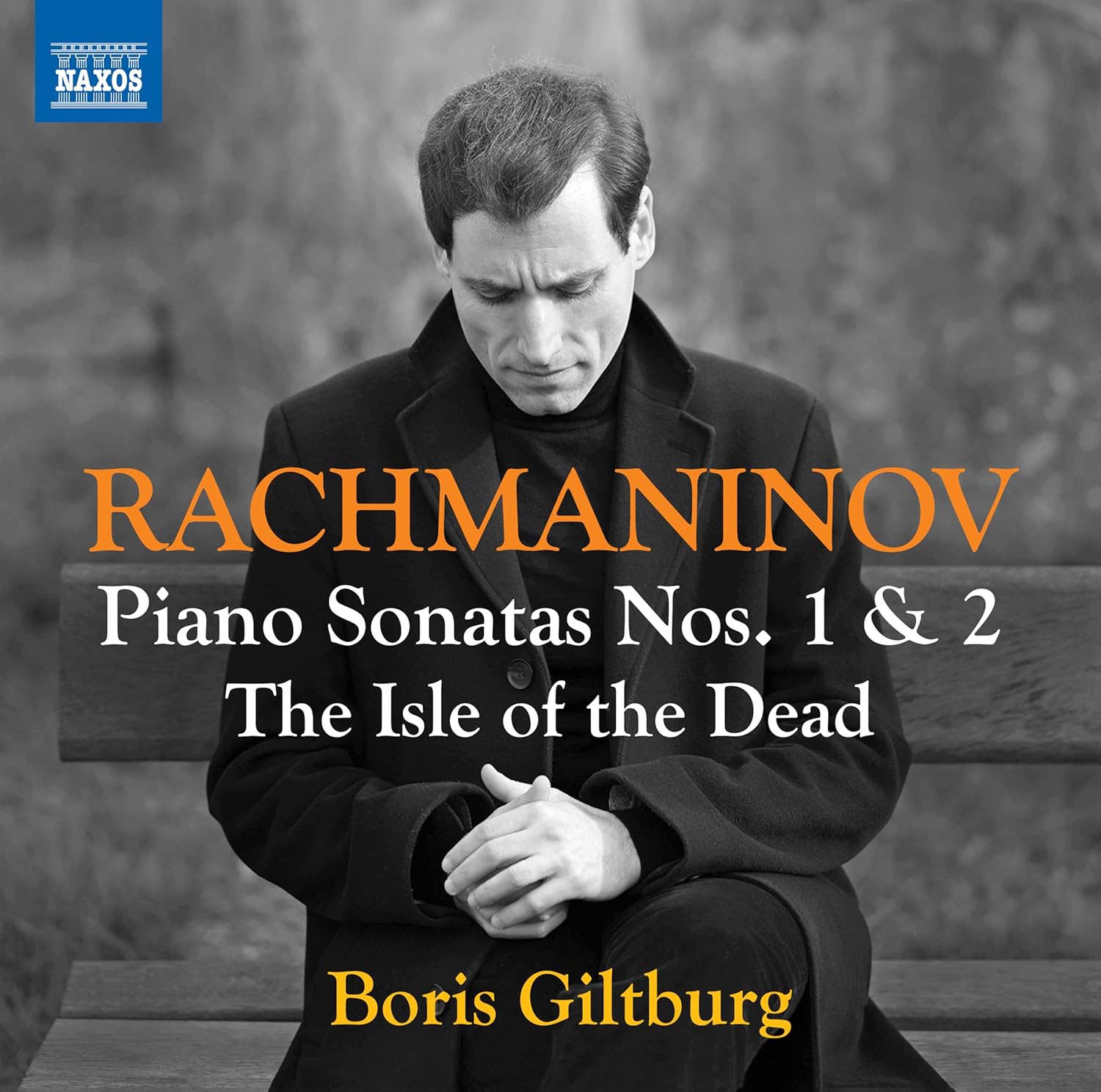 CD cover featuring pianist Boris Giltburg, with text "Rachmaninov Piano Sonatas.