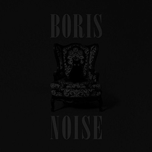 Black album cover with ornate chair and a black cat, "Boris - Noise".