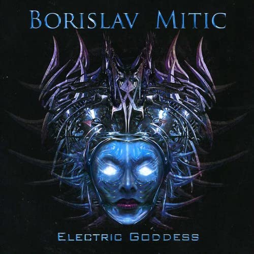 Album cover featuring a glowing blue cybernetic face surrounded by metallic, spiky mechanical structures.
