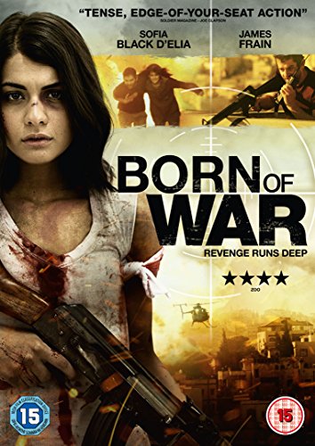 Born Of War" DVD cover featuring Sofia D'Elia and a rifle.