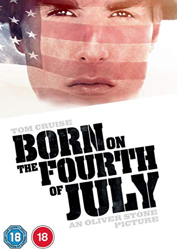 DVD cover for "Born on the Fourth of July" with Tom Cruise's face and American flag.