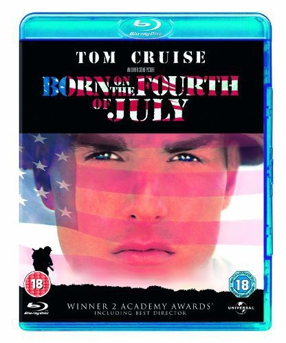 Blu-ray cover for Born on the Fourth of July featuring Tom Cruise's face overlaid.