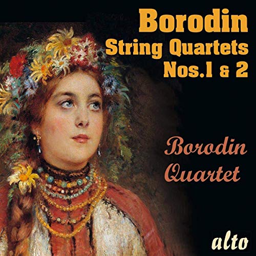 CD cover: painting of a woman in floral headwear, text “Borodin”.