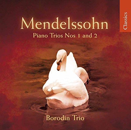 CD cover with two white swans on dark red water, text "Mendelssohn.