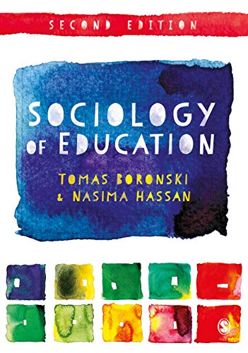 Book cover for “Sociology of Education” with blue watercolor background.