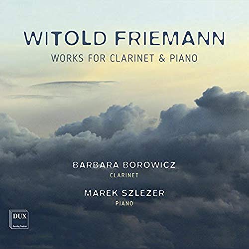 "CD cover featuring cloudy sky with text listing musicians and composer's works."
