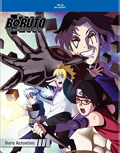Boruto: Naruto Next Generations" Blu-ray cover featuring anime characters Boruto and Sarada.