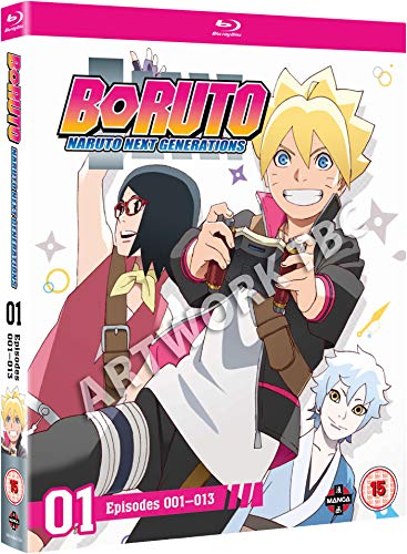 "Blu-ray case for 'Boruto: Naruto Next Generations' featuring anime characters on a white background."