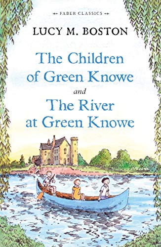 Book cover with illustration of children in a boat by a house.