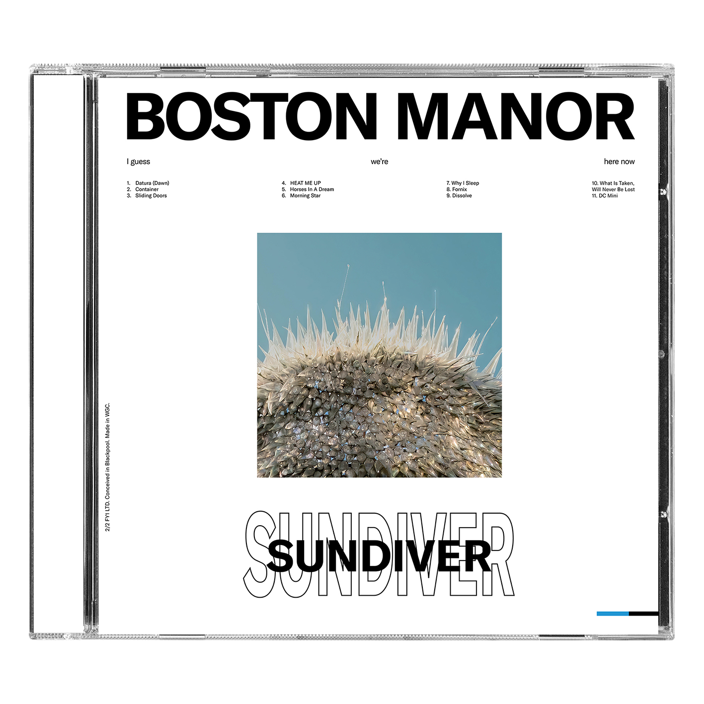 Boston Manor's "Sundiver" CD case with a spiky, sea urchin-like image.
