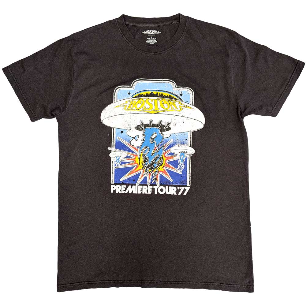 Black unisex X-Large T-shirt featuring Boston Premiere Tour graphic print on the front.
