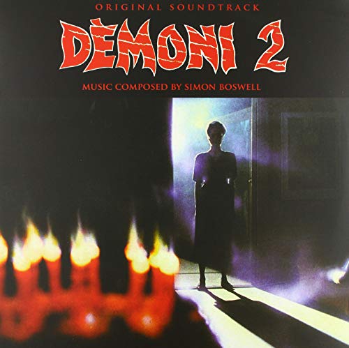 “Demoni 2” vinyl record cover with a woman in a dark hallway and candles.