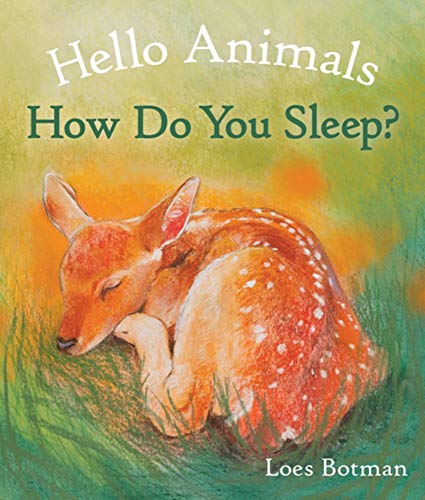 A fawn sleeps curled up in the grass on this children's book cover.