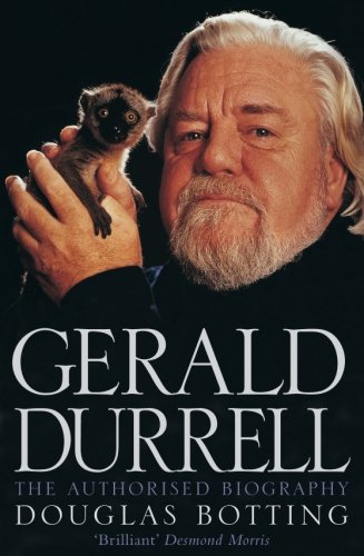 Gerald Durrell biography book cover featuring a portrait with a lemur.