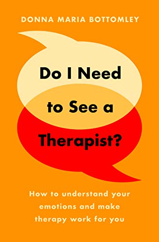 Book cover with overlapping speech bubbles and bold title: "Do I Need to See a Therapist?".