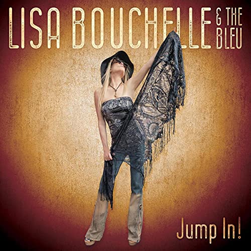 CD cover for “Jump In!” by Lisa Bouchelle & The Bleu, featuring a woman.