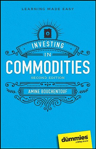 Book cover for Investing in Commodities For Dummies, second edition, on a blue background.
