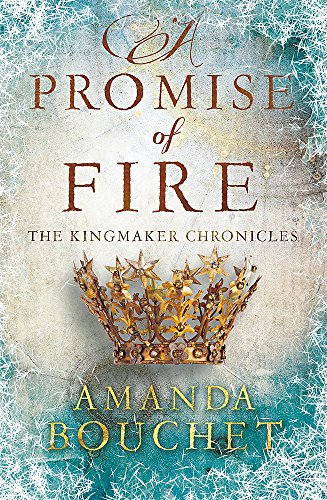 Book cover: “A Promise of Fire” with a golden crown and icy texture.