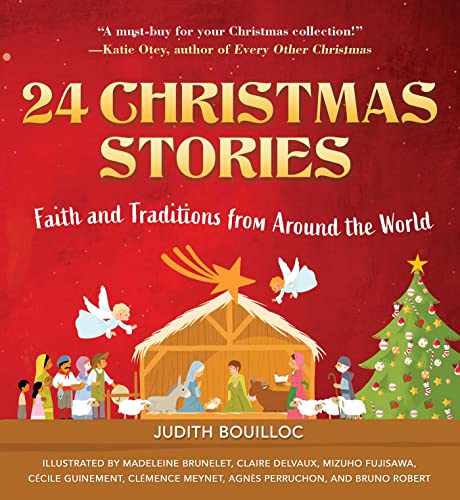 Book cover: “24 Christmas Stories” with a Nativity scene illustration.