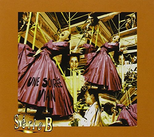 "CD cover with marionettes in maroon dresses on an orange background."