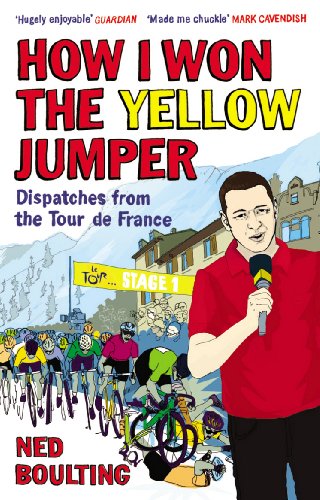 Book cover: “How I Won the Yellow Jumper” with cyclist and mountain scene.