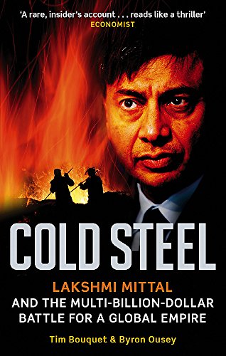 Book cover featuring Lakshmi Mittal’s portrait with a fiery industrial background.