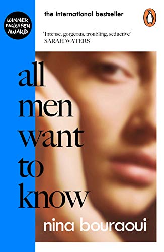 Book cover: close-up of a woman’s face with blue and white text.