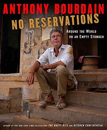Book cover featuring Anthony Bourdain sitting on stone steps.