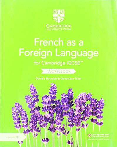 Green textbook cover with text “French as a Foreign Language” and lavender image.