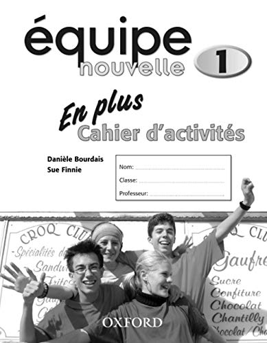 French textbook cover with students and a café scene, titled “Équipe Nouvelle.”