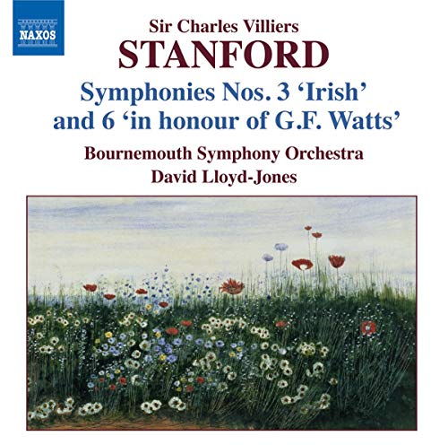 CD cover for Stanford symphonies with a field of wildflowers.