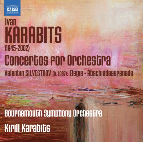 CD cover for Karabits’ Concertos, featuring abstract pink and orange brushstrokes.