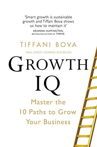 Book cover: "Growth IQ" by Tiffani Bova with a gold ladder.