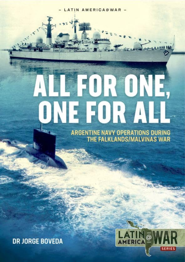 Book cover depicting an Argentine warship and submarine, Falklands/Malvinas War.