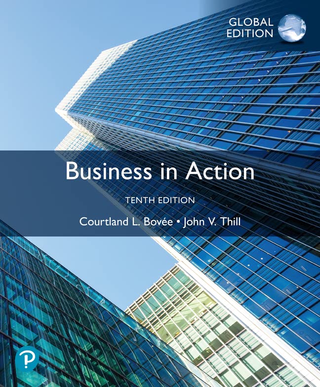 Textbook cover for "Business in Action," tenth edition, with skyscraper image.