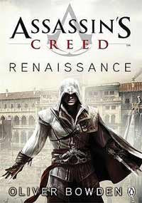 Book cover featuring a hooded assassin in Renaissance attire against a cityscape background.