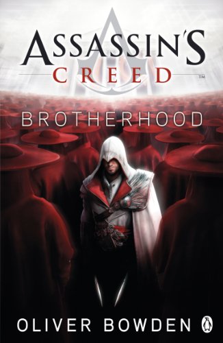 Book cover for "Assassin's Creed: Brotherhood" featuring a hooded figure.