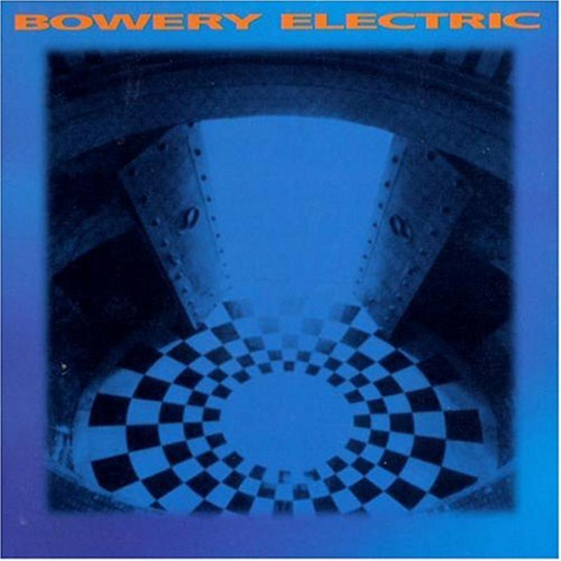 Bowery Electric CD cover: blue and black abstract geometric design.