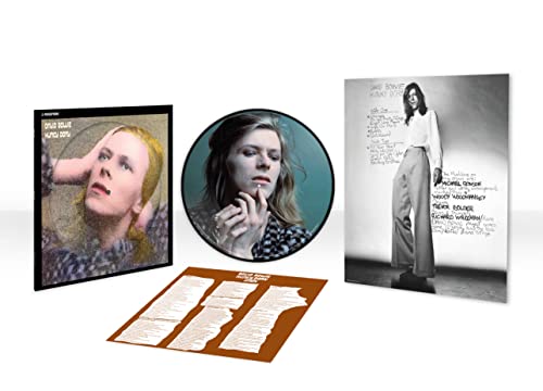 David Bowie’s “Hunky Dory” vinyl record, album cover, and lyric sheet.