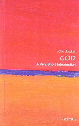 Book cover: "God: A Very Short Introduction" with red and purple abstract art.