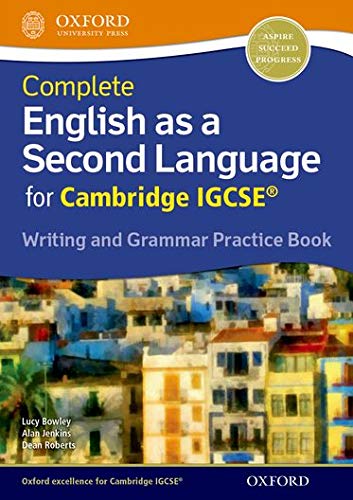 IGCSE English as a Second Language practice book with colorful buildings.