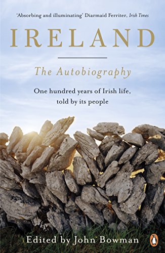 Book cover: "Ireland: The Autobiography" with a stone wall landscape.